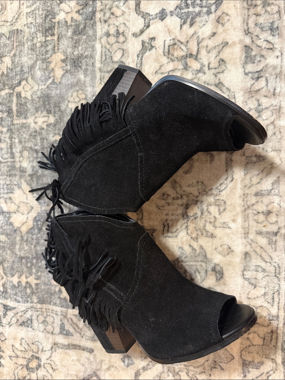 Gianni Bini Black Suede Peep-Toe Ankle Booties